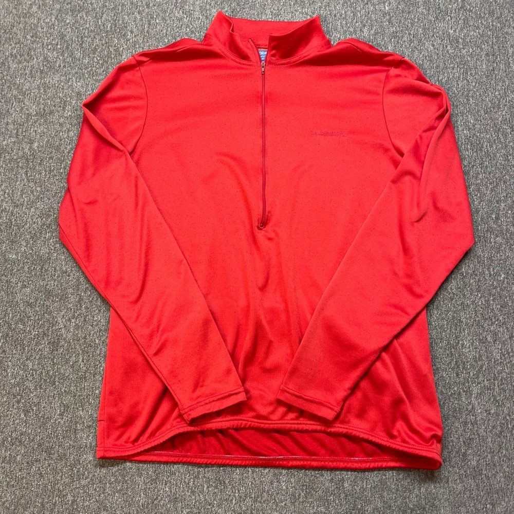 Performance Cycling Jersey Red Long Sleeve Quarter Zip Men's XL Pockets